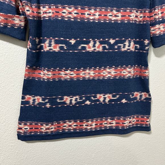 Lauren Ralph Lauren Boatneck Tee Blue Pink Print Embroidered Petite M - Picture 4 of 12